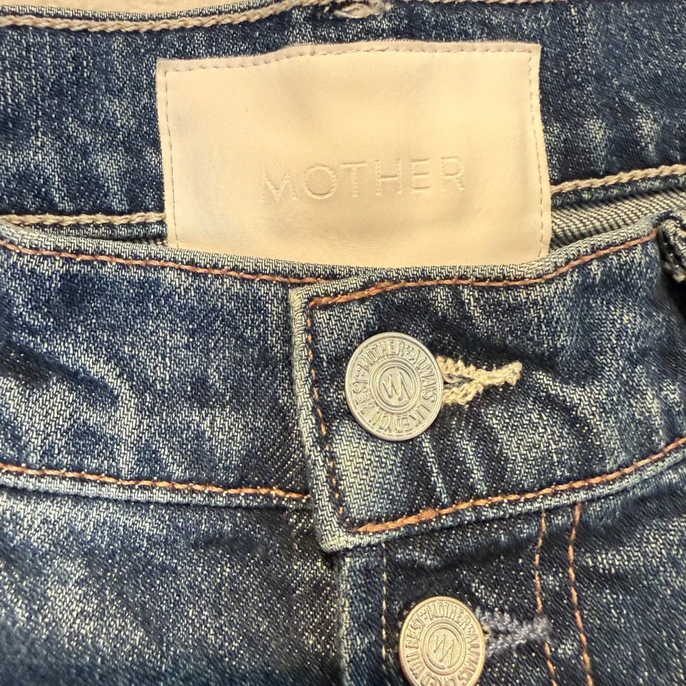 Mother‎ Superior The Pixie Tomcat Ankle Jeans Born To Bite Distressed Blue 28